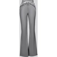 Flared leg grey pants with ties