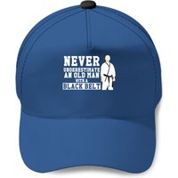 Mens Never Underestimate Old Man Black Belt Martial Arts Gift Baseball Caps