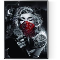 Gangsta Marilyn Monroe Uzi Red Bandana Digital Posters Print