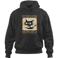 Vintage Touch My Coffee I Will Slap You So Hard Funny Black Cat Coffee Hoodies