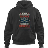 Motorcycle Biker Never Underestimate An Old Man Hoodies