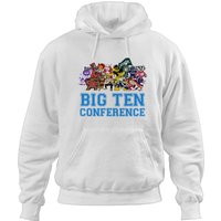 Grey White Big Ten Conference Vintage Hoodies - Big 10 Conference Vintage Hoodies