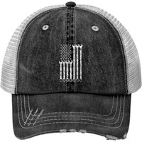 American Flag Mechanic Wrench Print Trucker Hats Gift Mens Womens
