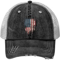 Distressed Usa Flag Print Trucker Hats Women Men, Patriotic American Flag Print Trucker Hats
