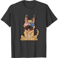 German Shepherd American Sunglasses T Shirt 4th Of July Dog Puppy T-shirt