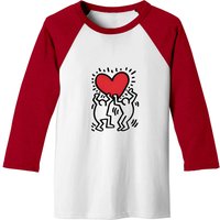 Keith Haring Baseball Tees Men Holding Heart Icon, Street Art Baseball Tees