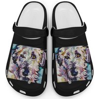 Irish Wolfhound Dog Bright Colorful Pop Dog Art Clogs
