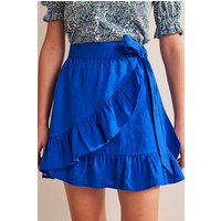 Boden Linen Flippy Wrap Skirt Island Sapphire Maat: 20 | Mini Rokken Outlet | Dames | Blauw