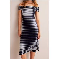 Boden Bardot Jersey Midi Dress Ivory And Navy Stripe Maat: 22R | Midi Jurken Outlet | Dames | Blauw