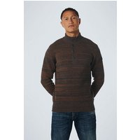 No Excess Pullover Half Zipper + Button Multi Coloured Jacquard Carame Maat: XXL | Coltruien Outlet | Heren | Bruin