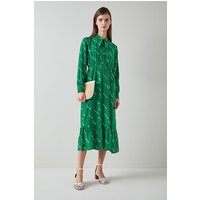 LK Bennett Dr Bridget Monkey Dress Green/cream Maat: 42 | Midi Jurken Outlet | Dames | Groen