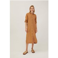 ZENGGI Flowy Long Shirt Dress Camel Maat: XS | Blousejurken Outlet | Dames | Bruin