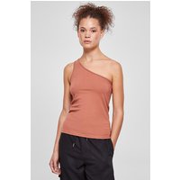Urban Classics Ladies Asymmetric Top Terracotta Maat: L | Mouwloze Tops Outlet | Dames