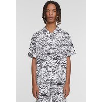 Urban Classics Viscose Aop Resort Shirt Whitescribble Maat: S | Casual Overhemden Outlet | Heren | Zwart