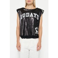 10DAYS Padded Top Sequins Black Maat: XS | Mouwloze Tops Outlet | Dames | Zwart