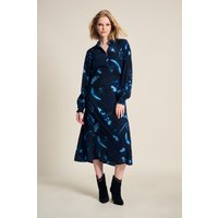 POM Amsterdam Dress - Feathers And Floral Blue Maat: 42 | Blousejurken Outlet | Dames | Blauw