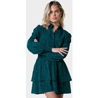 Colourful Rebel Sacha Floral Ruffle Dress Ls Deep Teal Maat: S | Blousejurken Outlet | Dames