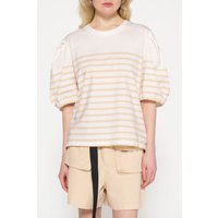 10DAYS Balloon Sleeve Tee Stripes Ecru/natural Maat: XS | Tops Outlet | Dames | Ecru