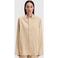 Tekla Unisex Poplin Pyjamas Shirt Corinth Stripes Maat: XXS | Outlet | Unisex | Beige