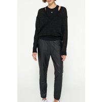 10DAYS The Leatherlook Cropped Jogger Black Maat: XL long | Joggingbroeken Outlet | Dames | Zwart