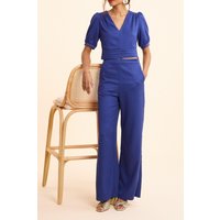 ICode Blue Glittery Wide-leg Trousers Sapphire Blue Maat: 34 | Pantalons Outlet | Dames | Blauw