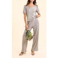 ICode Grey Pleated Trousers, Decorative Gold Stripes Gold Maat: 34 | Pantalons Outlet | Dames | Grijs
