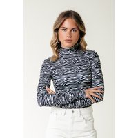 Colourful Rebel Neyo Zebra Peached Turtleneck Top Black/white Maat: M | Longsleeves Outlet | Dames | Zwart