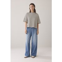 Summum Woman Boxy Top Stripe Waffle Black Maat: S | Tops Outlet | Dames | Zwart