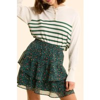 ICode White Knit Sweater With Green Lurex Stripes Off-white Maat: XL | Longsleeves Outlet | Dames | Groen