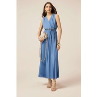 Oltre Long Pleated Lurex Dress Light Blue Maat: M | Maxi Jurken Outlet | Dames | Blauw