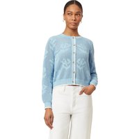 Scotch & Soda Crew Neck Cardigan Cerulean Open Knit Floral Maat: L | Longsleeves Outlet | Dames | Blauw
