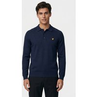 Lyle & Scott Golf Long Sleeve Knitted Polo Ryder Blue Maat: L | Sweaters Outlet | Heren | Blauw