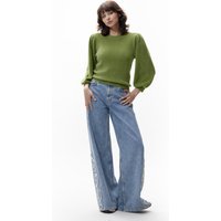 Catwalk Junkie Fuzzy Puff Sleeve Knit Grasshopper Maat: 34 | Longsleeves Outlet | Dames | Groen