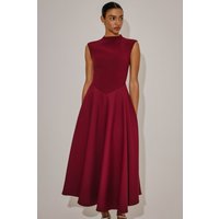 Odd Muse High Waist Midi Dress Bordeaux Maat: XS | Midi Jurken Outlet | Dames | Bordeaux