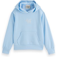 Scotch & Soda Girl Relaxed-fit Modal Hoodie With Front Artwork Spring Blue Maat: 12 | Sportkleding Outlet | Unisex | Blauw
