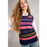 White Stuff Lottie Fairisle Tank Navy Multi Maat: S | Sweaters Outlet | Dames | Blauw