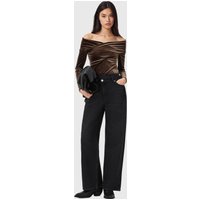 AllSaints Delta Velvet Top Bitter Brown Maat: 2 | Longsleeves Outlet | Dames | Bruin