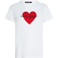 Karl Lagerfeld Signature Heart Boucle T-shirt White Maat: XL | Tops Outlet | Dames | Wit