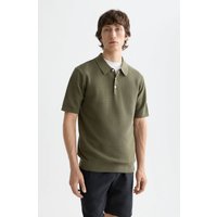 Scotch & Soda Structured Knitted Regular-fit Polo Olive Night Maat: L | Poloshirts Outlet | Heren | Bruin