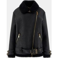 GUESS Cheryl Shearling Jac Jet Black A996 Maat: 44 | Leren Jassen Outlet | Dames | Zwart