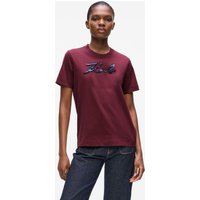 Karl Lagerfeld Signature Sequins T-shirt Windsor Burgundy Maat: XL | Tops Outlet | Dames | Bordeaux
