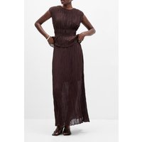 French Connection Saylor Pleated Overlay Skirt Bitter Chocolate Maat: 12 | Maxi Rokken Outlet | Dames | Bruin