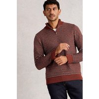White Stuff Textured Stripe Funnel Red Multi Maat: M | Sweaters Outlet | Heren | Rood