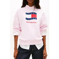 Tommy Hilfiger Boxy Wavy Flag Crew Pearly Pink Maat: L | Sweaters Outlet | Dames | Roze