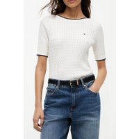 Tommy Hilfiger Fine Cable Boat Neck Top Ivory Petal Maat: XL | Sweaters Outlet | Dames | Wit