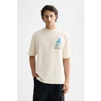 Scotch & Soda Loose Fit Front And Back Artwork T-shirt Eggnog Maat: XL | T-shirts met Print Outlet | Heren | Beige