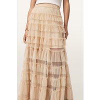 AllSaints Aude Ruffle Skirt Blush Pink Maat: 10 | Maxi Rokken Outlet | Dames | Beige