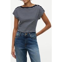 Tommy Hilfiger Gold-tone Button Boat Neck T-shirt Breton Dark Night Navy/ca Maat: XL | Tops Outlet | Dames | Blauw