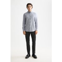 Scotch & Soda Seasonal Core - Solid Regular-fit Oxford Shirt Peacoat Maat: M | Casual Overhemden Outlet | Heren | Grijs