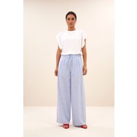 By-Bar Uma Pinstripe Pants Sky Blue Maat: M | Wijde Broeken Outlet | Dames | Blauw